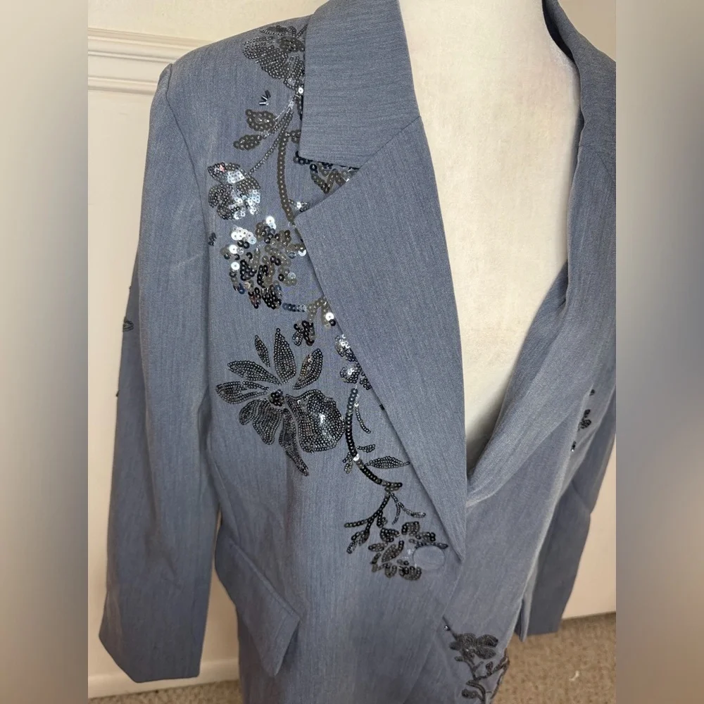NVLT Embellished Bluish Gray Blazer size L new with tag